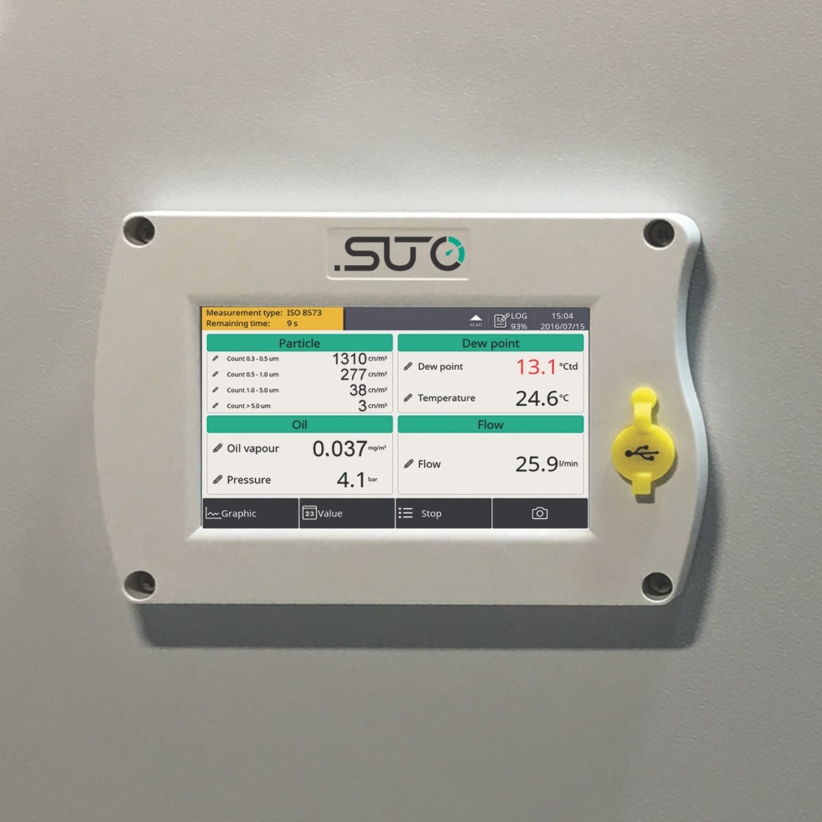S601 Stationärer Druckluftreinheits-Monitor: Partikel, Taupunkt, Öldampf, Wandgehäuse