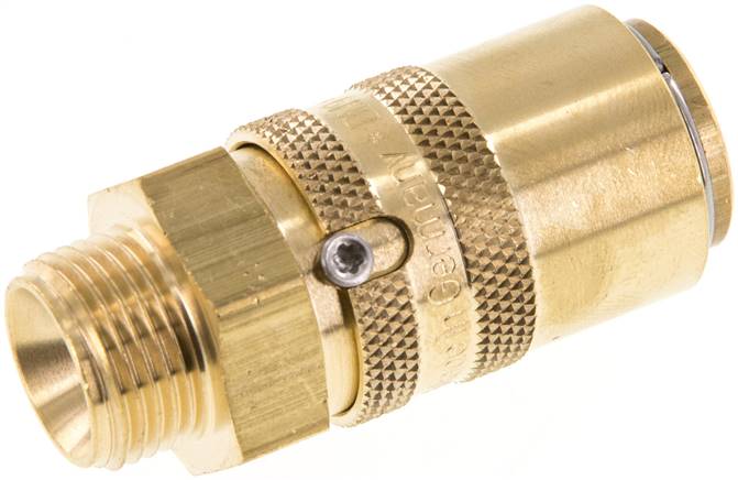 Temperier-Schnellkupplung 13mm Zapfen,G 3/8"(AG), für Stecker beidseitig absperrend mit Entriegelungssicherung