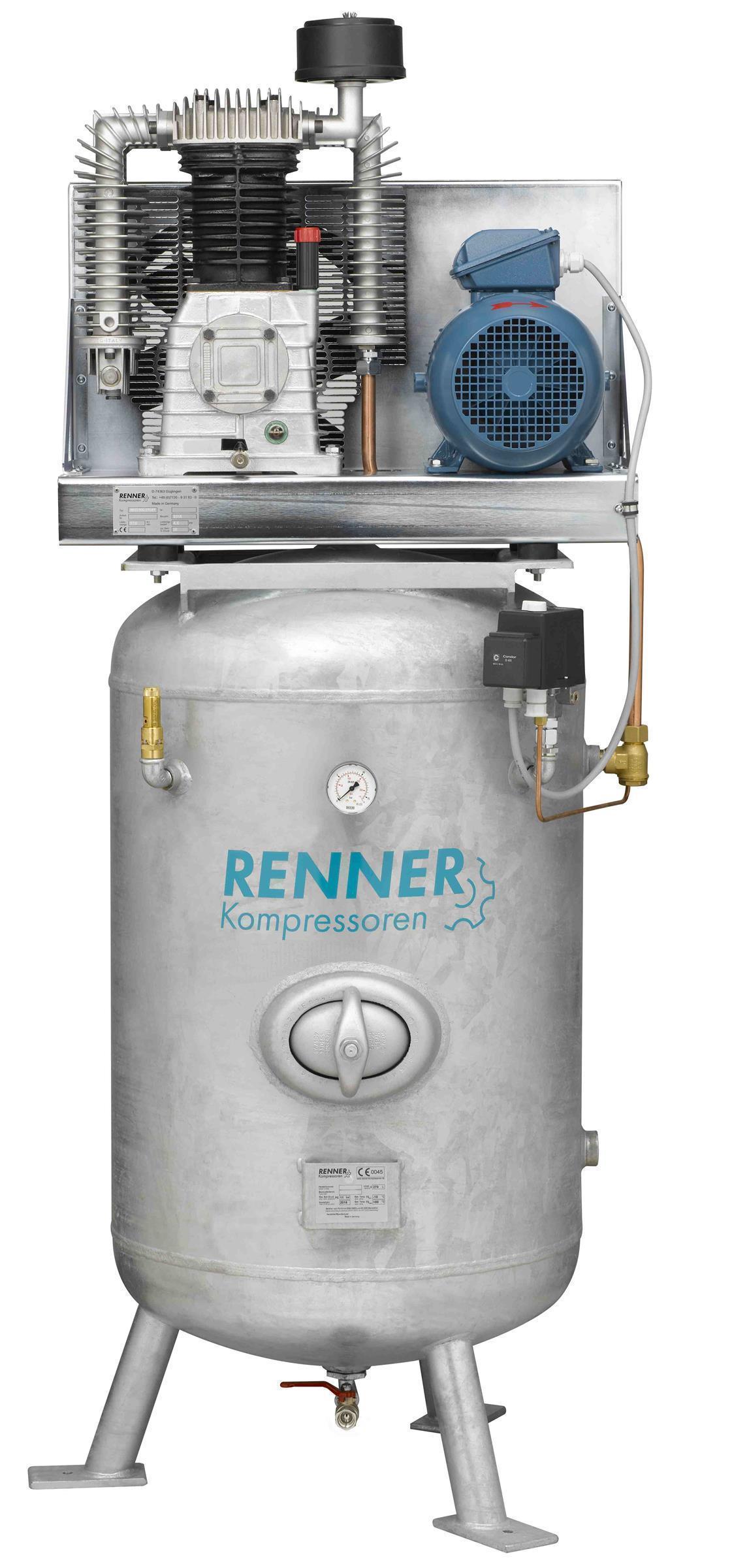 RENNER RIKO H 700/270 ST Industrie-Kolbenkompressor 15 bar - verzinkter stehender Behälter
