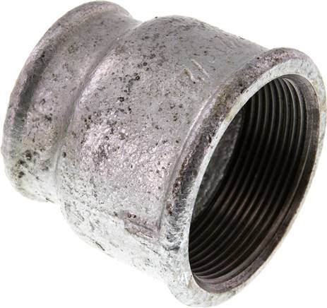 Rundmuffe Rp 2"-Rp 1-1/2", Temperguss verzinkt