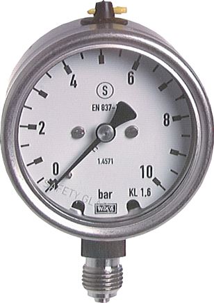Sicherheits-Manometer senkrecht, 63mm, 0 - 10 bar