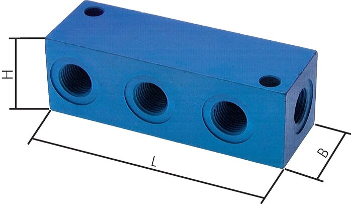 Verteilerleiste 4x G 1/8", Aluminium