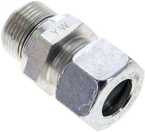 Gerade Schneidringverschr. M 22x1,5-15 L (M22x1,5), Stahl verzinkt, Dichtung FKM