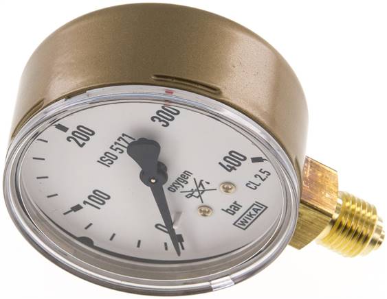 Schweißtechnik-Manometer 63mm, 0 - 400 bar, Sauerstoff (O2)