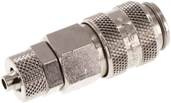 Schnellkupplung (NW5) 6x4mm Schlauch, Messing vernickelt