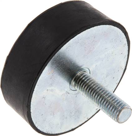 Gummi-Metall-Puffer einseitig mit Gewindestift M 12 x 37, D= 75 - H= 25 mm
