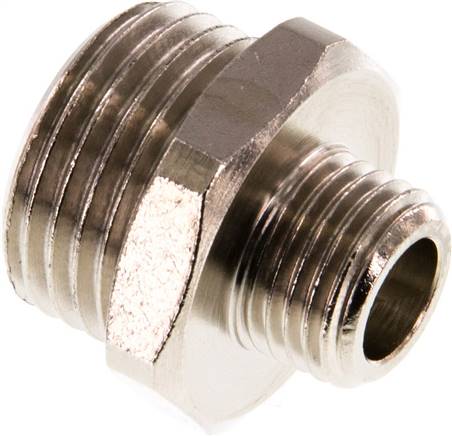 Doppelnippel G 1/2"-G 1/4", Messing vernickelt