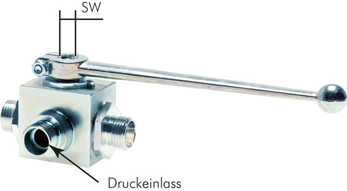 Hochdruck-3-Wege Kugelhahn, T-Bohrung, 30 S (M42x2), 0 bis 400bar