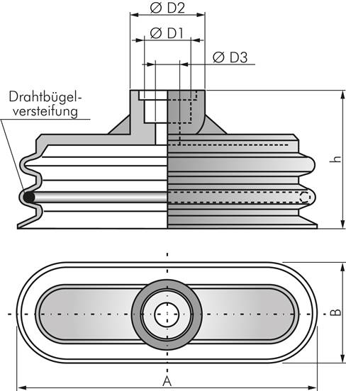 Ovalbalgsauger, 45 x 15mm, Hub 8,5mm, Silikon (60A, transparent)