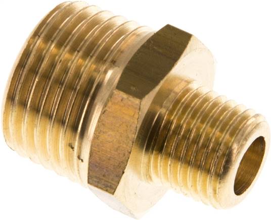Doppelnippel R 1/2"-R 1/4", Messing/Rotguss