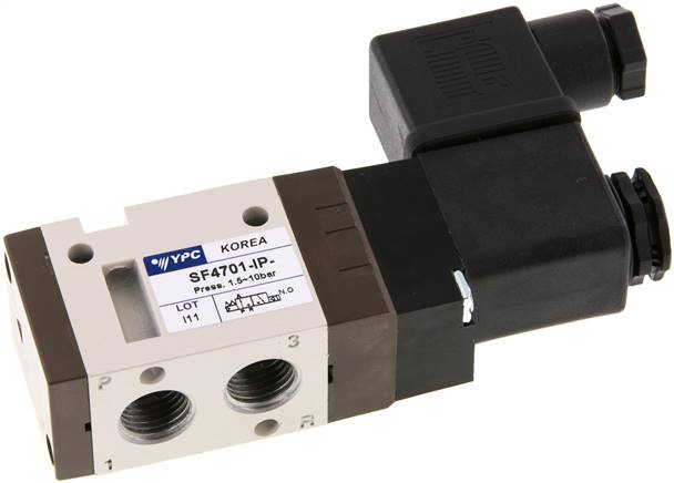 3/2-Wege Magnetventil, G 1/4", Federrückstellung (NO), 115 V AC, Pilot aus Polyamid