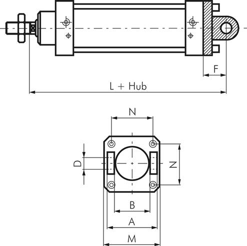 ISO 15552-Gabelschwenkbefestigung 63 mm, Aluminium mit Buchse