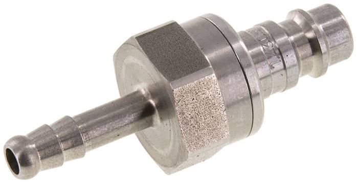 Kupplungsstecker (NW7,2) 6 (1/4")mm Schlauch, Edelstahl, beidseitig absperrend