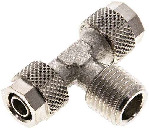 T-Verschraubung R 1/4"-8x6mm, Messing vernickelt