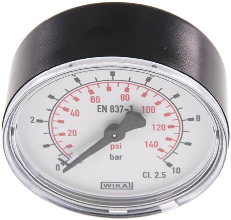 Manometer waagerecht (KU/Ms), 63mm, 0 - 10 bar, G 1/4"
