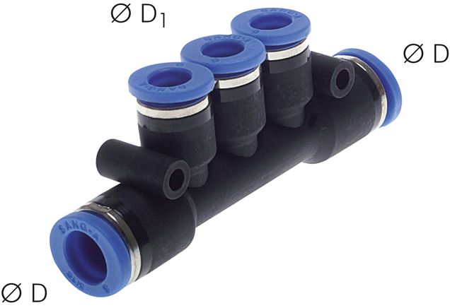 Steckanschluss-Mehrfachvert. 8mm-4mm, IQS-Standard3 Abgänge