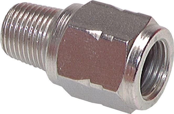 Mini-Rückschlagventil R/Rp 1/4" (AG/IG), Messing vernickelt, ohne Feder