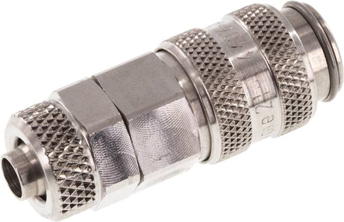 Schnellkupplung (NW5) 8x6mm Schlauch, 1.4404, für Stecker beidseitig absperrend