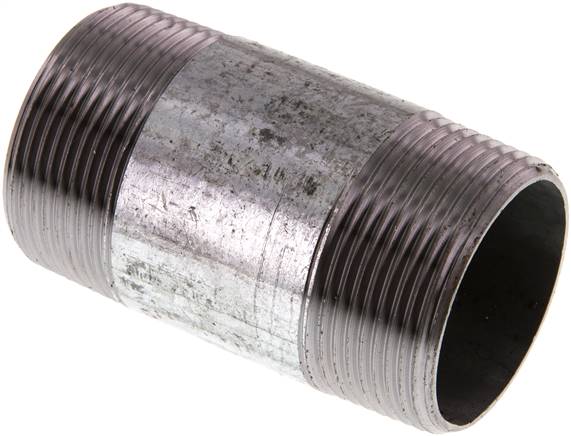 Rohrdoppelnippel R 1-1/2"-80mm, Stahlrohr ST 37 verzinkt