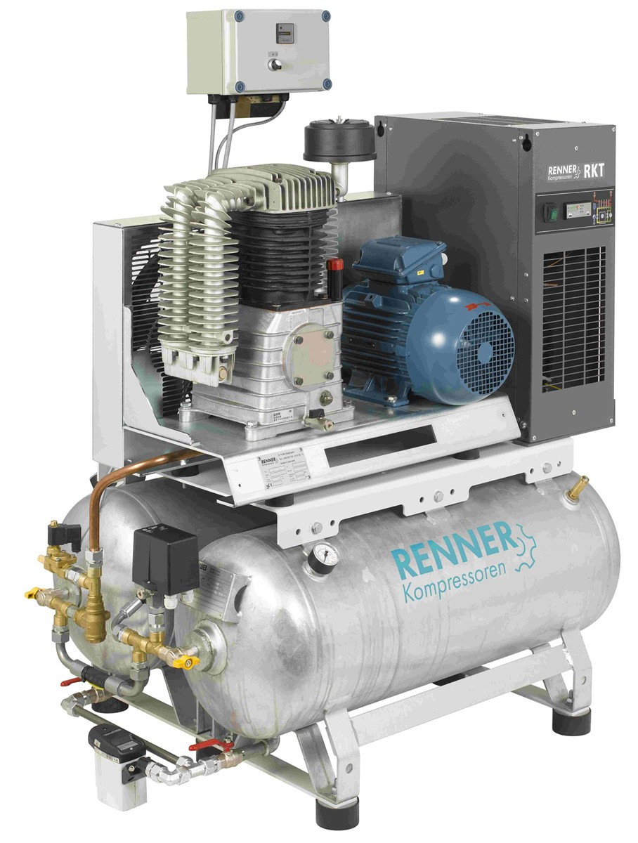 RENNER Riko 960/2x90 KT compressore industriale a pistoni 10 bar - attacco caldaia esente da TÜV/ZÜS, essiccatore di refrigerante