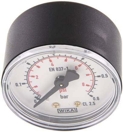Manometer waagerecht (KU/Ms), 50mm, 0 - 0,6 bar, G 1/4"