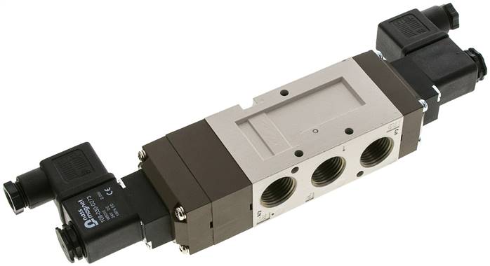 5/3-Wege Magnetventil, G 1/2", Mittelstellung belüftet, 230 V AC