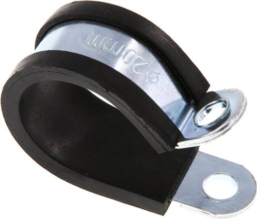 Gummiprofilierte Rohrschelle 20mm, DIN 3016-1