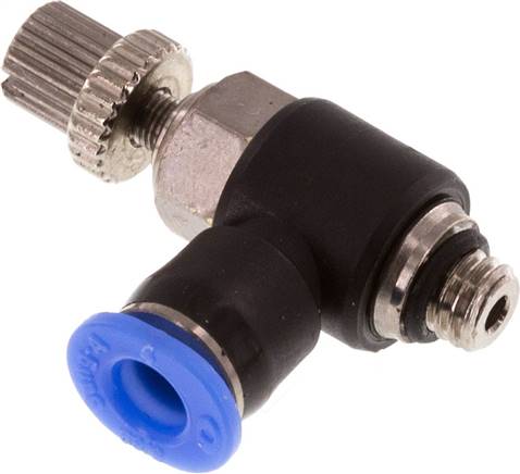 Mini-Winkel-Drosselrückschlagventile M 5-4mm, abluftregelnd (Standard)