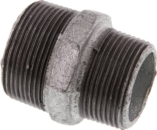 Doppelnippel R 1-1/2"-R 1-1/4", Temperguss verzinkt