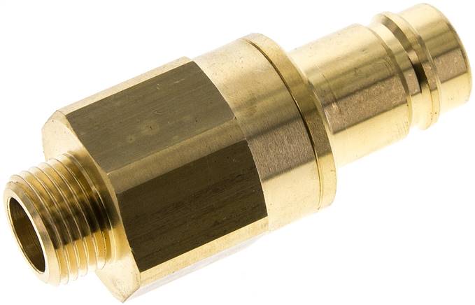 Kupplungsstecker (NW15) G 1/2"(AG), Messing, beidseitig absperrend