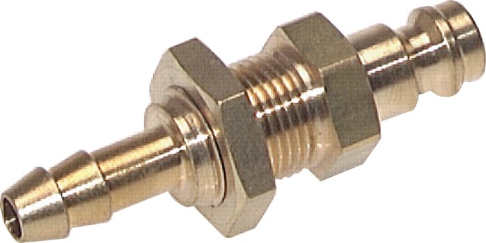 Schott-Kupplungsstecker (NW5) 9 (3/8")mm Schlauch, Messing, beidseitig absperrend