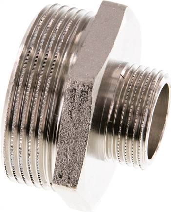 Doppelnippel G 1-1/2"-G 3/4", Messing vernickelt