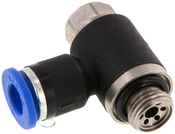 Winkel-Drosselrückschlagventil G 1/8"-6mm,abluftregelnd (Standard), gesichert verstellbar