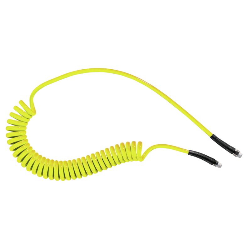 Prevost Polyurethan Spiralschläuche 6,5 x 10 mm - 4 m mit festem Gewindeanschluss und drehbarem Gewindeansch, Gelb