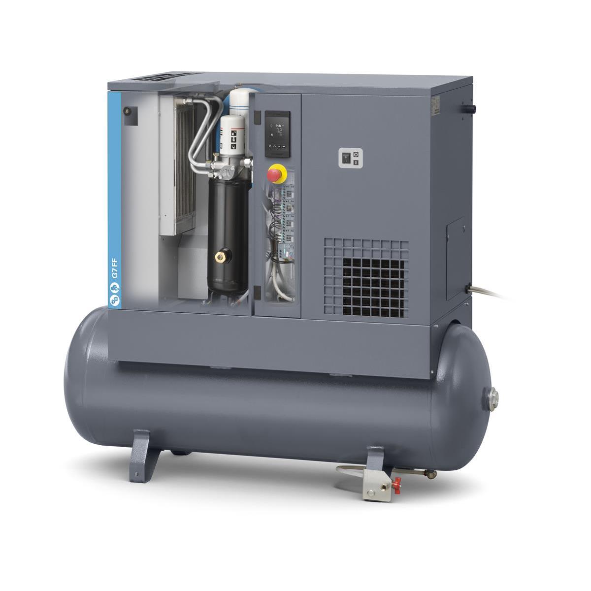 Atlas Copco Schraubenkompressor G 7 FF - 8 bar inkl. Kältetrockner und Behälter