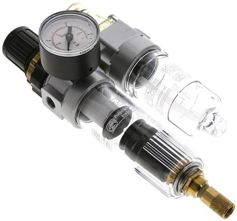 Mini-Wartungseinheit, 2-tlg., G 1/8", 0,5 - 10 bar, Kondensatablass automatisch