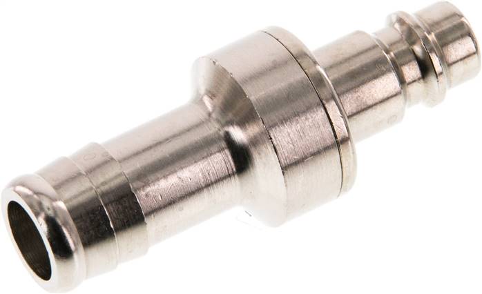 Kupplungsstecker (NW7,2) 13 (1/2")mm Schlauch, Messing vernickelt, beidseitig absperrend