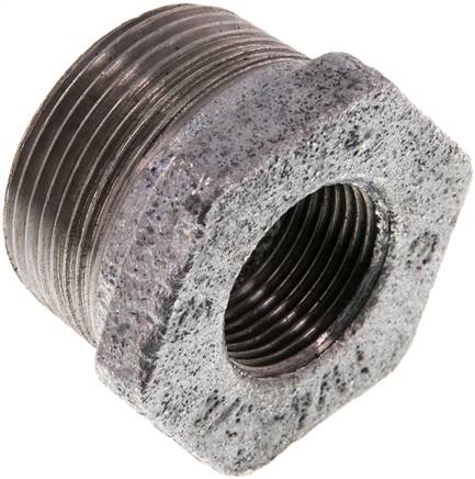 Reduziernippel R 1-1/4"(AG)-Rp 3/4"(IG), Temperguss verzinkt