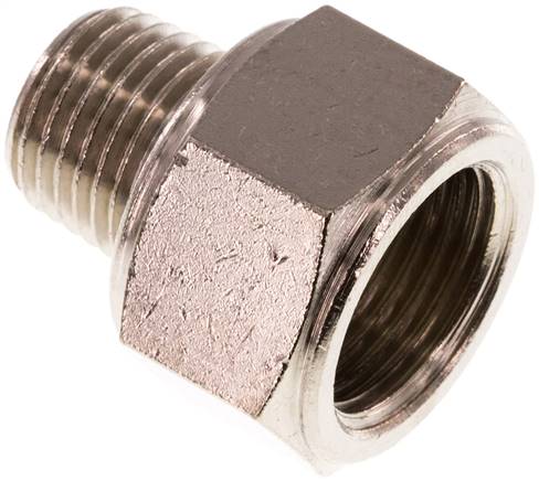 Reduziernippel R 1/4"(AG)-Rp 3/8"(IG), Messing vernickelt
