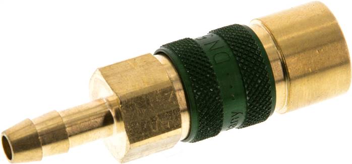 Schnellkupplung (NW5) 6 (1/4")mm Schlauch, grün, Kreis Ø 10,5 mm