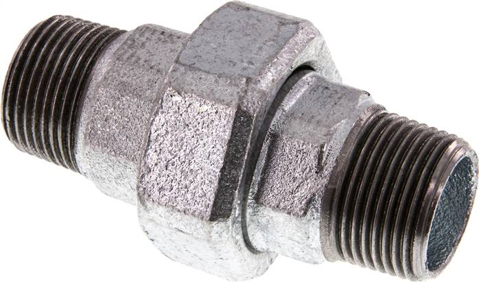 Doppelnippel trennbar R 1" flach dichtend,Temperguss verzinkt