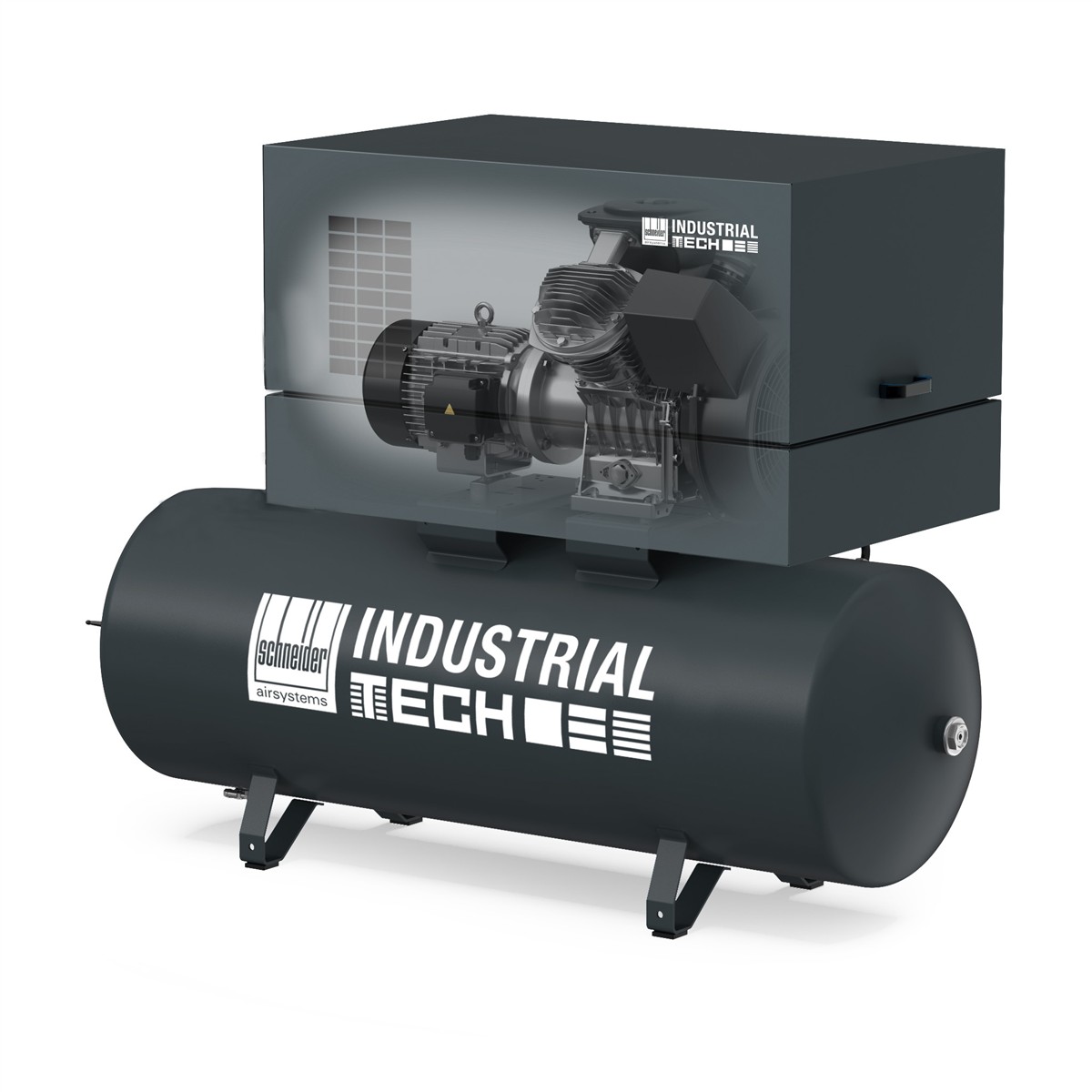 Compressore industriale ad alta pressione INT STL 570-15-270 di Schneider con cofano insonorizzante