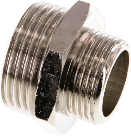Doppelnippel G 1"-G 3/4", Messing vernickelt