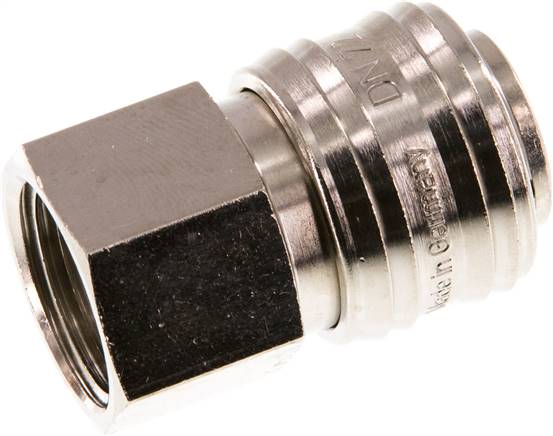 Schnellkupplung (NW7,2) G 1/2"(IG), Messing vernickelt, für Stecker beidseitig absperrend
