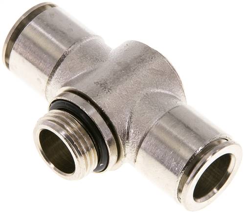 Kompakt-Steckanschluss, T-Stück, einfach, MS vernickelt, Schlauch D 12 mm, Anschluss 3/8"