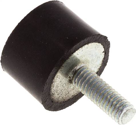 Gummi-Metall-Puffer einseitig mit Gewindestift M 4 x 12, D= 15 - H= 10 mm