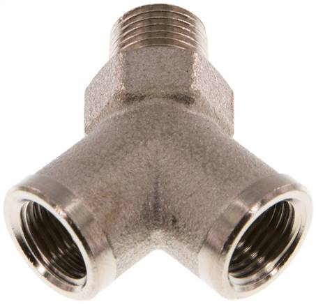 Y-Einschraubstück R 1/8" (AG)- 2 x G 1/8" (IG), Messing vernickelt