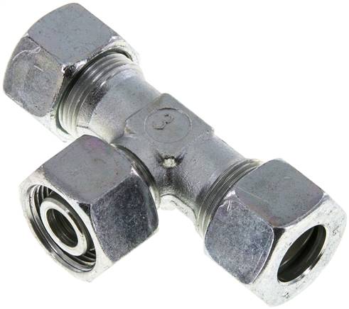Einstellb. T-Schneidringverschraubung 15 L (M22x1,5), Stahl verzinkt
