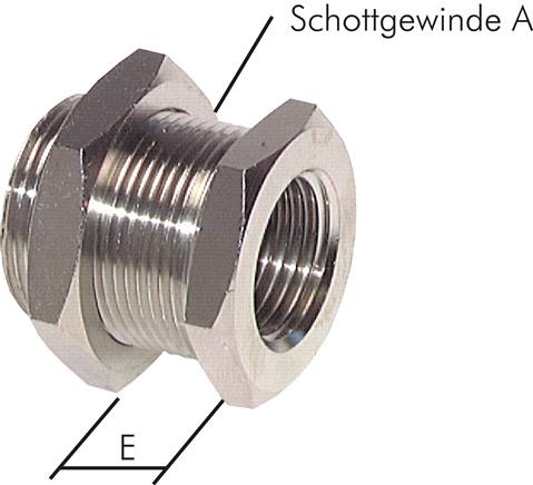 Schottverschraubung G 1/8"-G 1/4", Messing vernickelt