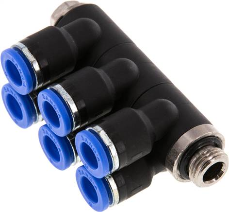 Steck-Mehrfachverteiler, 6-fach G 1/8"-6mm, IQS-Standard